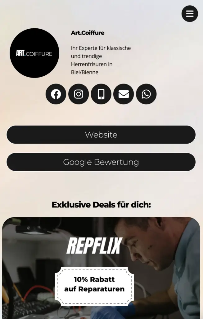 Screenshot von Webdesign-Projekt in der Schweiz