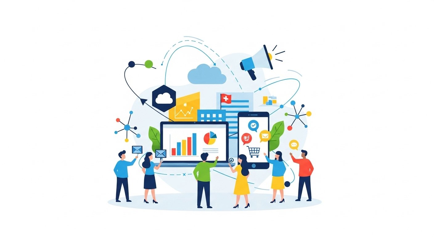 Webdesigner bei der Arbeit in der Schweiz