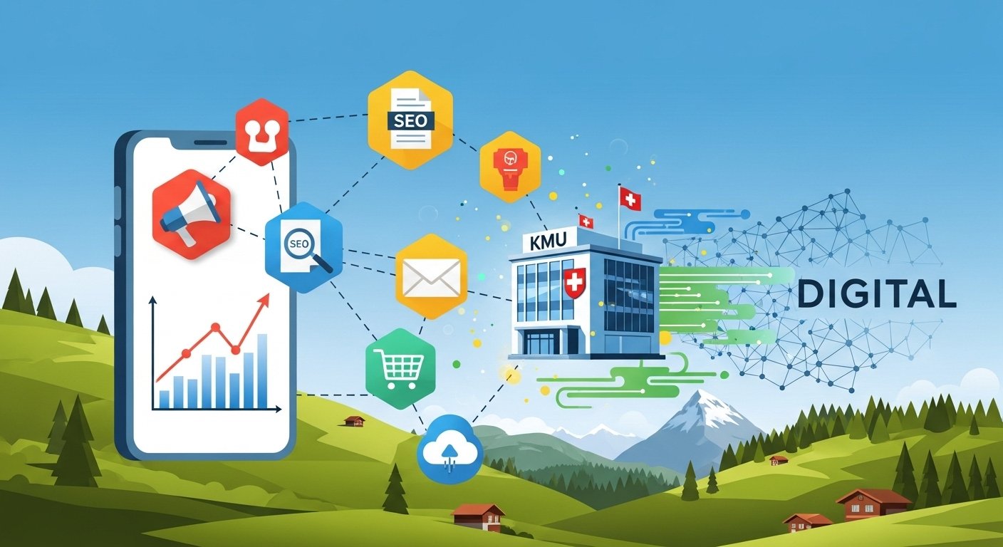 Illustration symbolisiert die digitale Sichtbarkeit in der Online-Welt