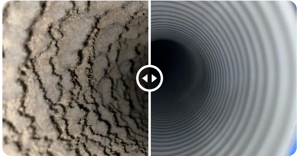 Vorher/Nachher Lüftungsrohr